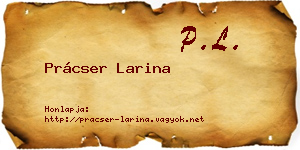 Prácser Larina névjegykártya